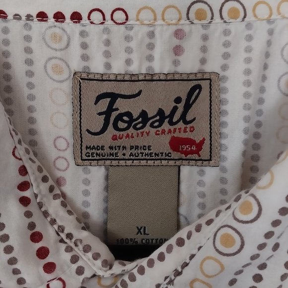 Fossil Vintage Men's Circle Pattern Western Inspired Long Sleeved Shirt … - Picture 3 of 12